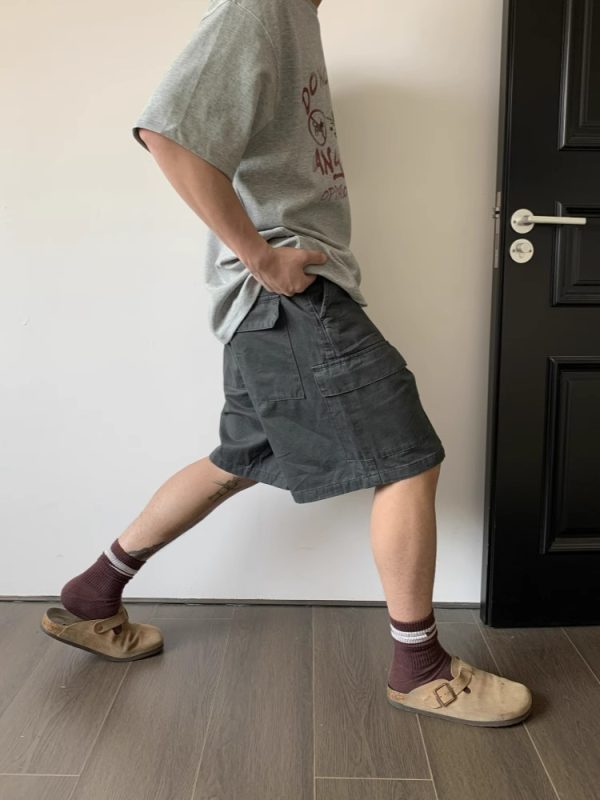 Vintage Distressed Work Shorts with Large Pockets for Men and Women - Summer High Street Casual Five-Point Versatile Style
