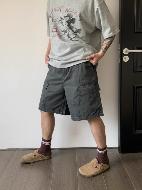 Vintage Distressed Work Shorts with Large Pockets for Men and Women - Summer High Street Casual Five-Point Versatile Style