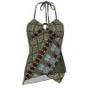 Vintage Elements Irregular Pattern Neckline Backless Women's Tank Top with Round Ring Buckle - Y2K Inspired Fashion