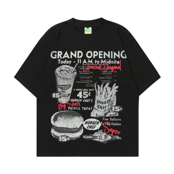 Vintage Floral Gray American Retro Short-Sleeve T-Shirt for Men and Women, Hand-Drawn Print, Y2K Style, Casual Fashion Tee