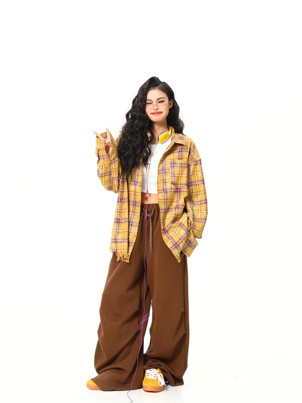 Vintage Floral Long Sleeve Shirt for Women - 2025 Autumn American Style - High-Quality Yellow Top, Perfect for Y2K and 90s Fashion
