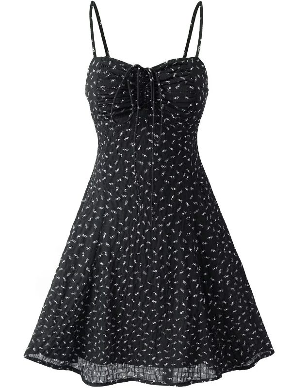 Vintage Floral Slip Dress for Women - Elegant French Style Summer Mini Dress 2025