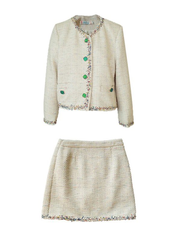 Vintage French Retro Suit Women's Spring Autumn Jacket and Skirt Two-Piece Set - Chic 90s Inspired Fashion