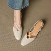 Vintage French Style Genuine Leather Mid-Heel Sandals for Women - Sweet Cross Strap Design, Slimming Fashion Footwear