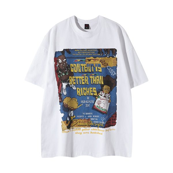 Vintage Gray Heavy-Duty Short Sleeve T-Shirt for Women â€“ Loose Fit American High Street Summer Top Trend