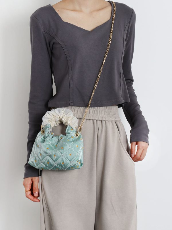 Vintage Green Mini Lace Handbag - Artistic Textured Crossbody Bag for Summer - Cute Niche Design