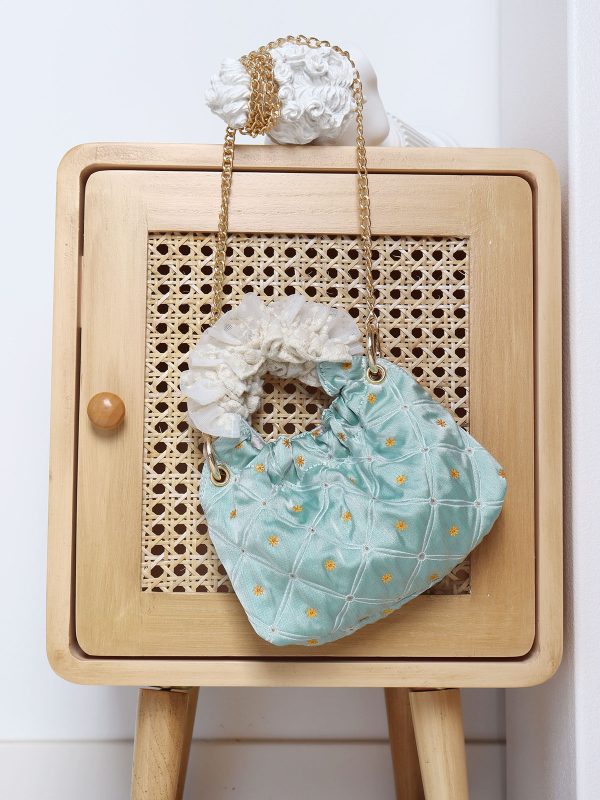 Vintage Green Mini Lace Handbag - Artistic Textured Crossbody Bag for Summer - Cute Niche Design