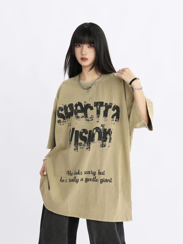 Vintage High Street Loose Short-Sleeve T-Shirt with Wild Skeleton Shadow Print, Niche Design for Trendy Fashion Lovers