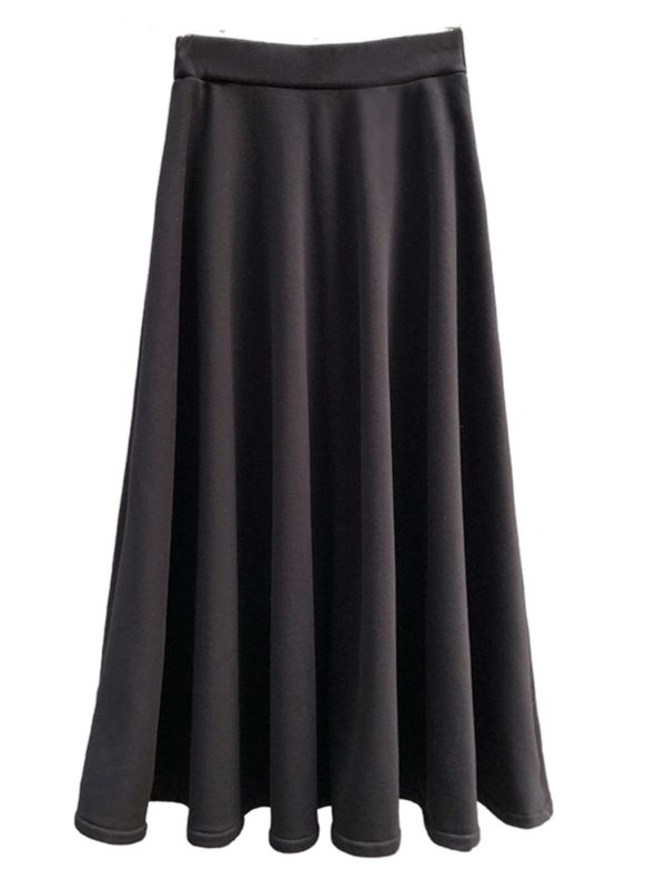 Vintage High-Waisted Black Flared Skirt for Women, Ankle-Length Slimming Design, Perfect for Spring and Summer 2025
