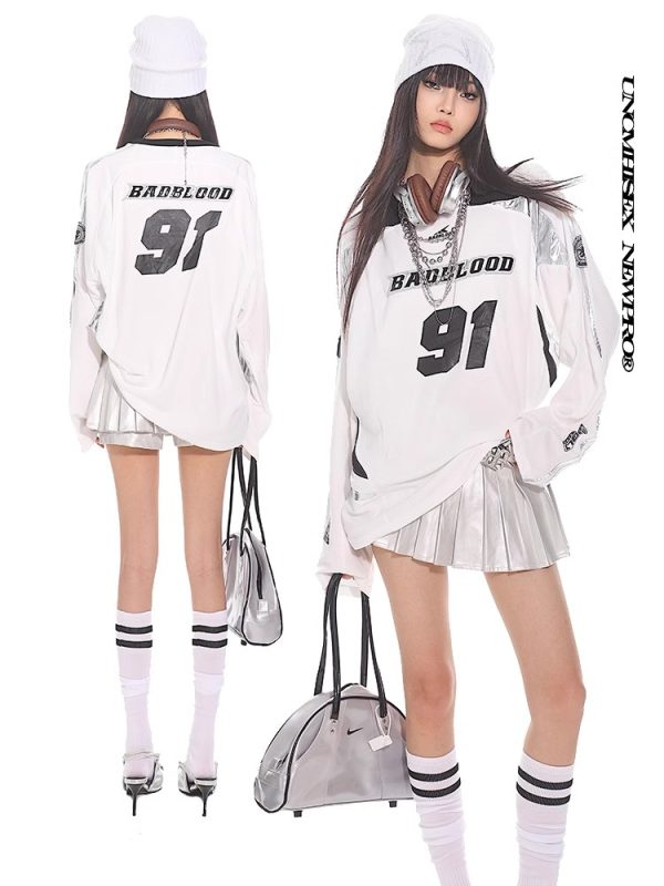 Vintage-Inspired American Sports Jersey - Retro Athletic Top for Casual Wear, 90s Style, Unisex Sports Fashion