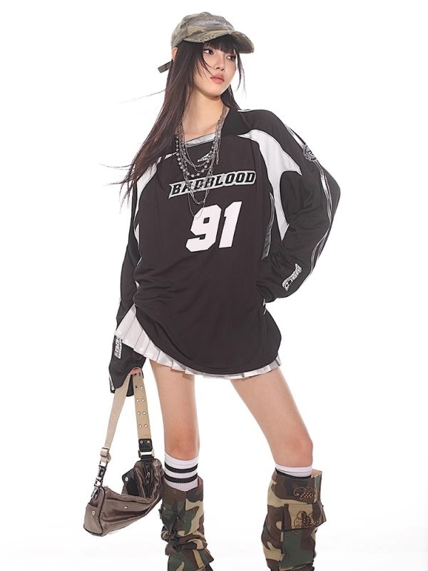 Vintage-Inspired American Sports Jersey - Retro Athletic Top for Casual Wear, 90s Style, Unisex Sports Fashion