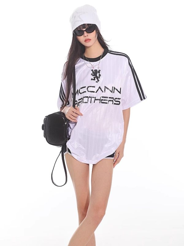Vintage-Inspired American Sports Jersey - Retro Athletic Top for Casual Wear, 90s Style, Unisex Sports Fashion