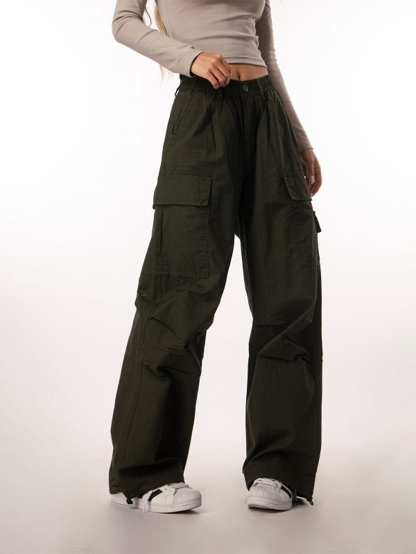 Vintage-Inspired Loose Pleated Cargo Pants for Women - 2025 Multi-Pocket Wide-Leg Trousers, Retro Style, Casual Fashion