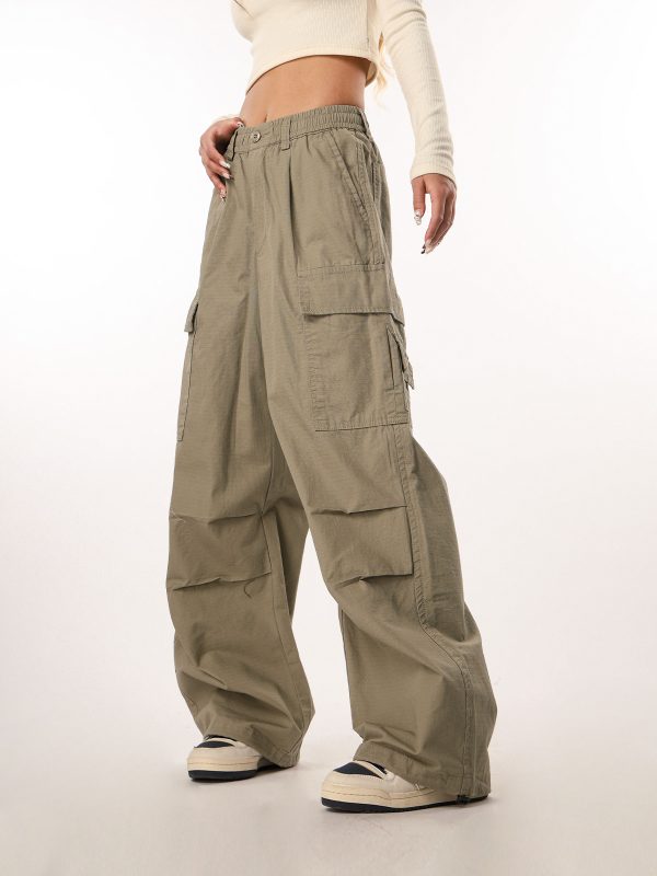 Vintage-Inspired Loose Pleated Cargo Pants for Women - 2025 Multi-Pocket Wide-Leg Trousers, Retro Style, Casual Fashion