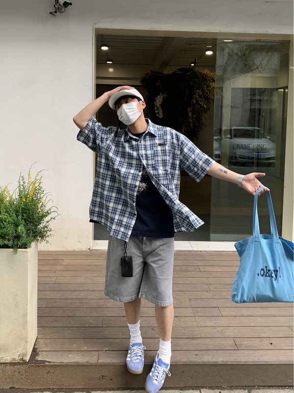 Vintage-Inspired Short Sleeve Plaid Casual Shirt for Men and Women - Loose Fit, Versatile Summer Shirt Jacket for Couples