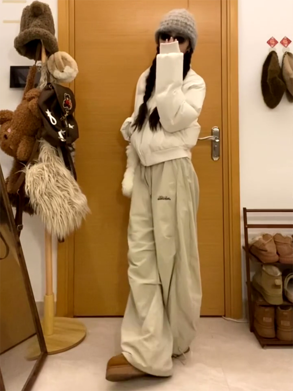 Vintage-Inspired Women's Loose Wide-Leg Work Pants, Pleated Curved Knife Jazz Dance Trousers with Drawstring, Floor-Length Casual Style