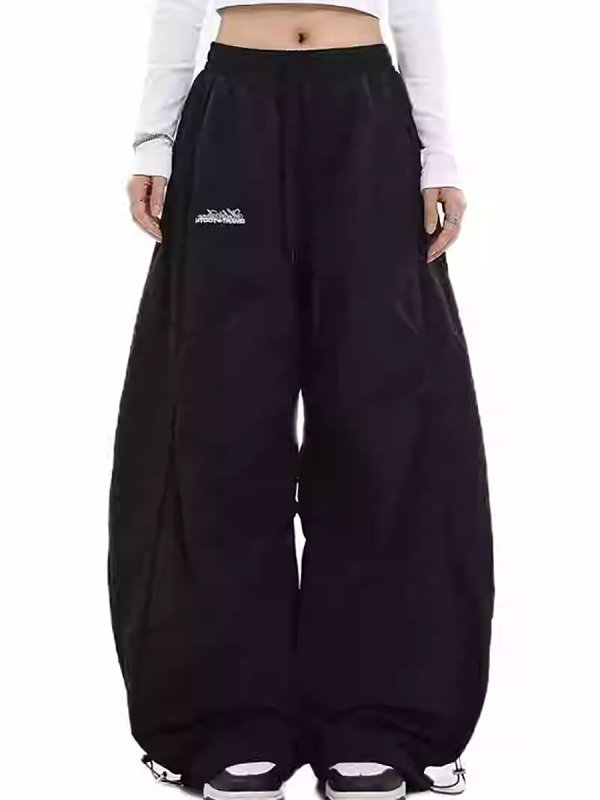 Vintage-Inspired Women's Loose Wide-Leg Work Pants, Pleated Curved Knife Jazz Dance Trousers with Drawstring, Floor-Length Casual Style
