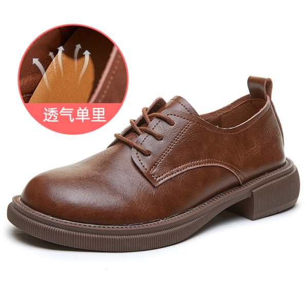 Vintage Italian-Style Soft-Soled Leather Shoes for Women - Comfortable 3.5 cm Low Heels for Everyday Wear