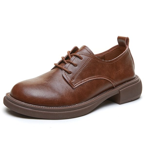 Vintage Italian-Style Soft-Soled Leather Shoes for Women - Comfortable 3.5 cm Low Heels for Everyday Wear