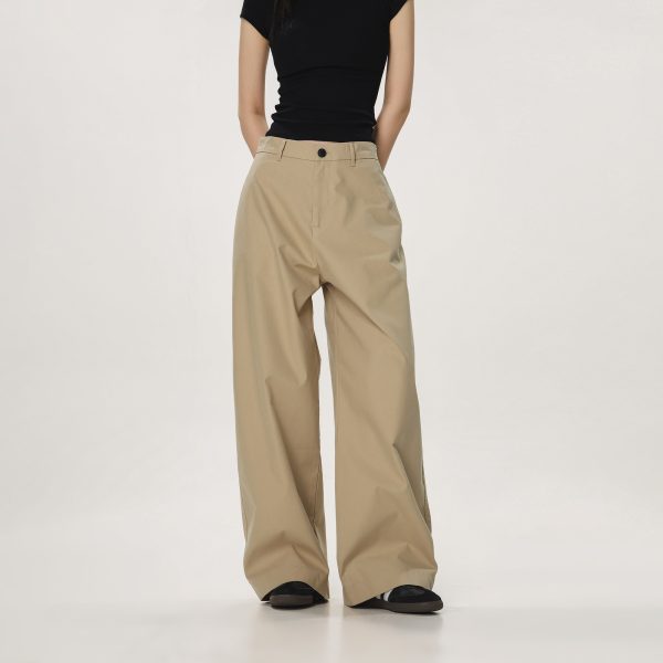 Vintage Khaki Casual Pants for Men and Women - Summer Loose Straight Leg Slightly Flared Wide-Leg Trousers, Versatile 90s Style