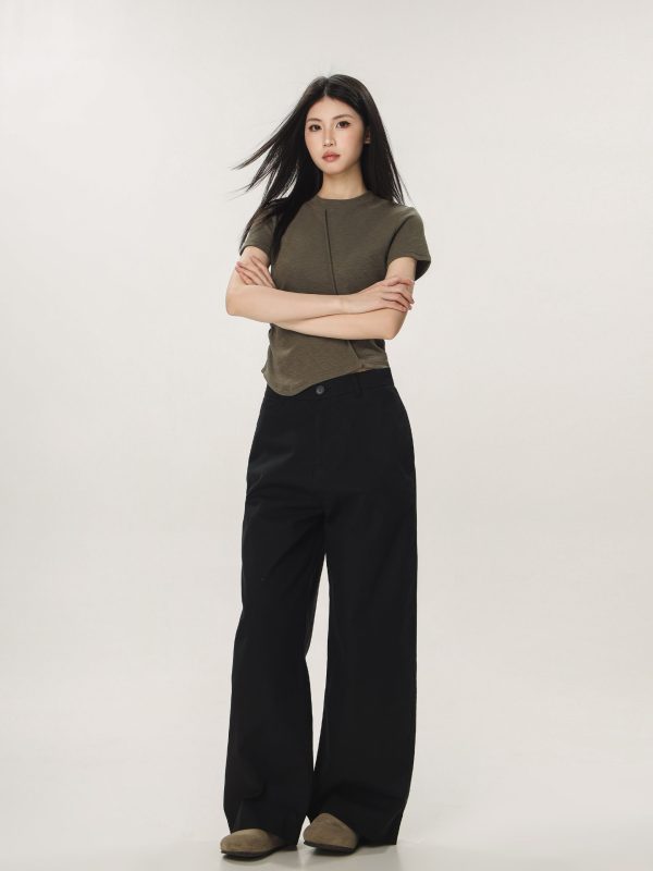 Vintage Khaki Casual Pants for Men and Women - Summer Loose Straight Leg Slightly Flared Wide-Leg Trousers, Versatile 90s Style