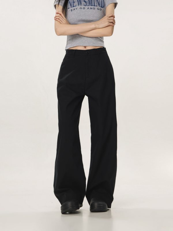 Vintage Khaki Casual Pants for Men and Women - Summer Loose Straight Leg Slightly Flared Wide-Leg Trousers, Versatile 90s Style