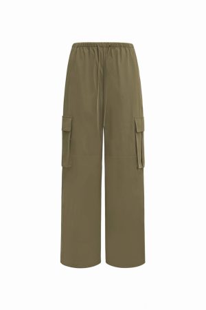 Vintage Low-Waist Multi-Pocket Two-Way Parachute Cargo Wide-Leg Pants - 90s Y2K Style