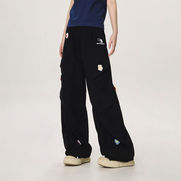 Vintage Multi-Pocket Embroidered Casual Work Pants for Men and Women - Loose Straight Cargo Style, American Retro Fashion