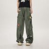 Vintage Multi-Pocket Embroidered Casual Work Pants for Men and Women - Loose Straight Cargo Style, American Retro Fashion