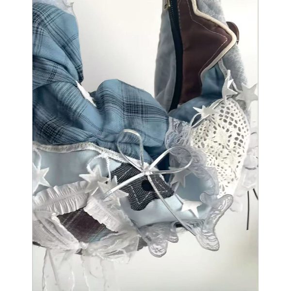 Vintage Patchwork Dumpling Bag - Large Capacity Canvas Tote with Lace Detail, Stylish Commuting Shoulder Crossbody Handbag
