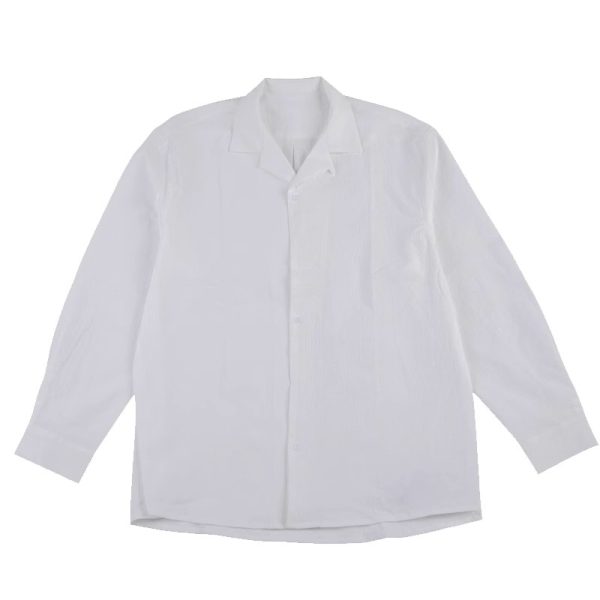 Vintage Pleated Cuban Collar Long Sleeve Shirt Jacket for Men and Women - Japanese Retro Loose Fit Spring Autumn Style