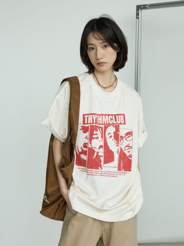 Vintage Punk Printed Short-Sleeve T-Shirt for Men and Women - Casual Loose Summer Tee, 90s Style