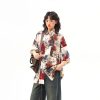 Vintage Splatter Design Short Sleeve Shirt for Women | Retro American Style, Trendy 90s Aesthetic Fashion Top