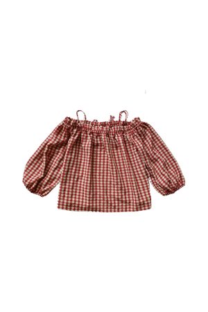 Vintage Spring Garden Off-Shoulder Checkered Long Sleeve Shirt for Women - Lantern Sleeve One-Shoulder Blouse for Spring Summer