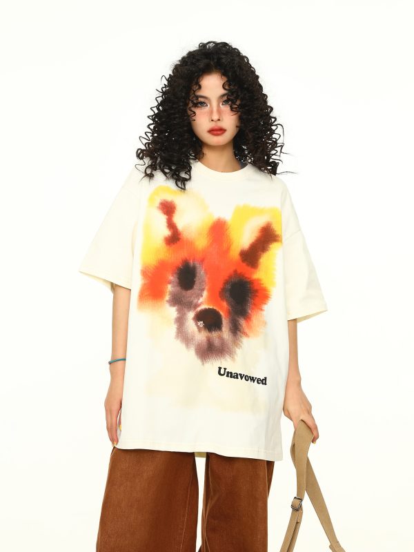 Vintage Street Graffiti Print Short Sleeve T-Shirt for Couples - Unisex Trendy 90s American Style Graphic Tee