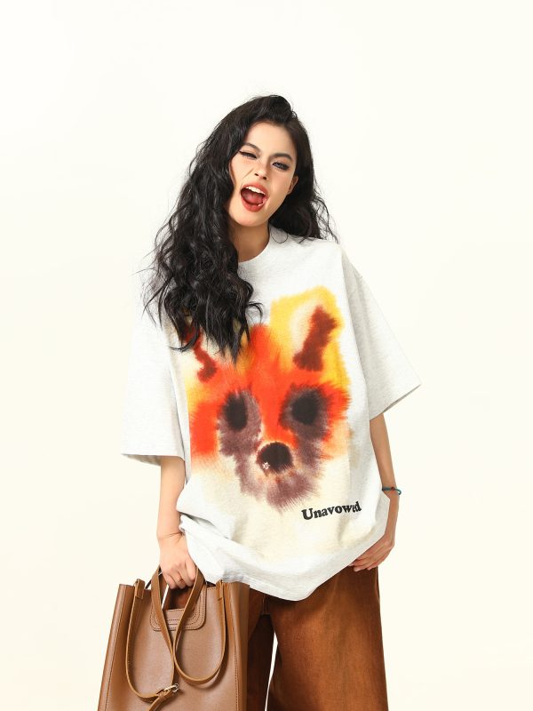 Vintage Street Graffiti Print Short Sleeve T-Shirt for Couples - Unisex Trendy 90s American Style Graphic Tee