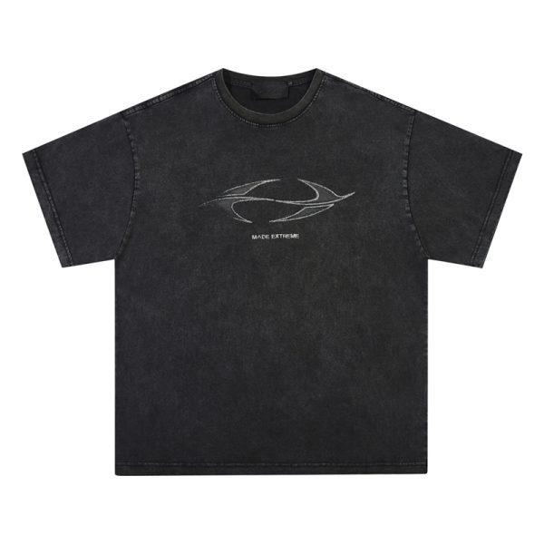Vintage Wash Heavy-Duty Letter Short Sleeve T-Shirt for Men & Women, Loose Fit Casual Couple Top, Retro Style Fashion