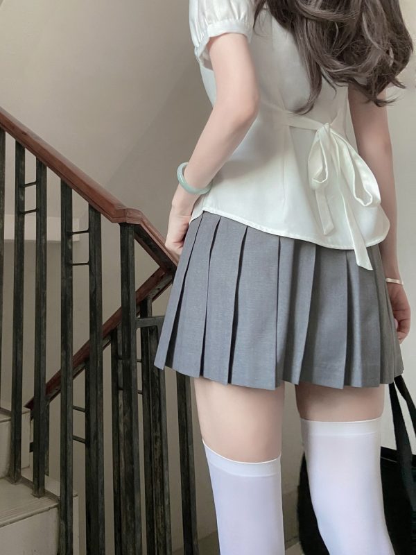 Waist-Cinching Long Sleeve & Short Sleeve Shirt, College Style, Slim Fit Women's Top, Sexy Senior Sister Design