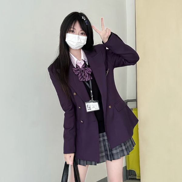 Waist-Cinching Slim Fit Pudding Bear JK Uniform Jacket - Female Academy Style 2025, Trendy Korean Style Fashion
