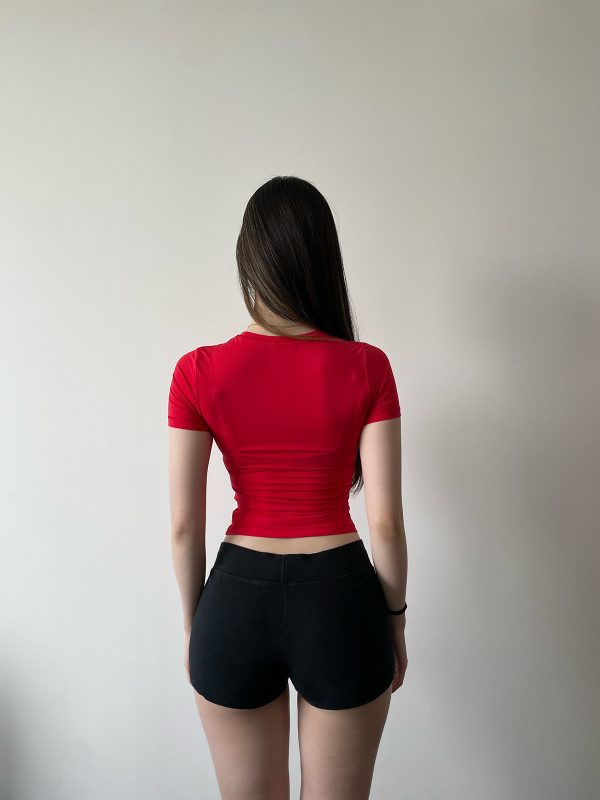 Waist-Defining Lightweight Breathable Modal Cotton Straight Shoulder Tee for Effortless Style and Comfort