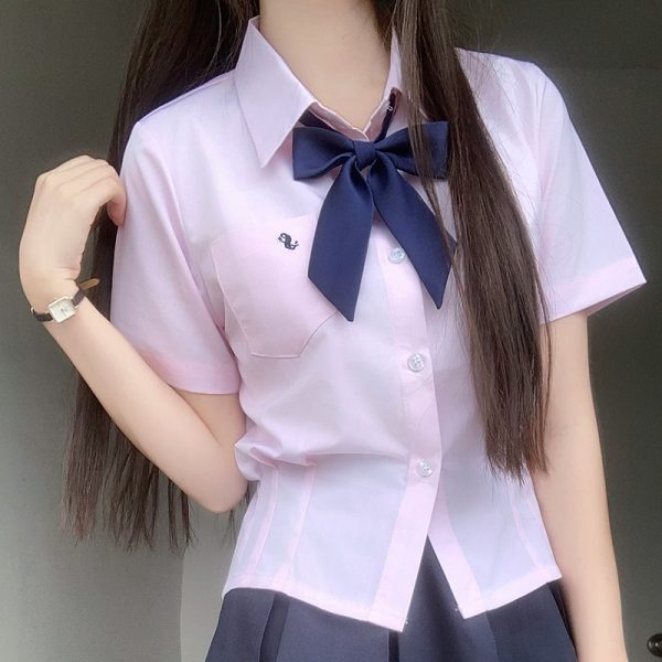 Waist-Defining Pudding Bear JK Uniform Shirt in Sweet and Spicy School Style for Y2K Fashion Lovers