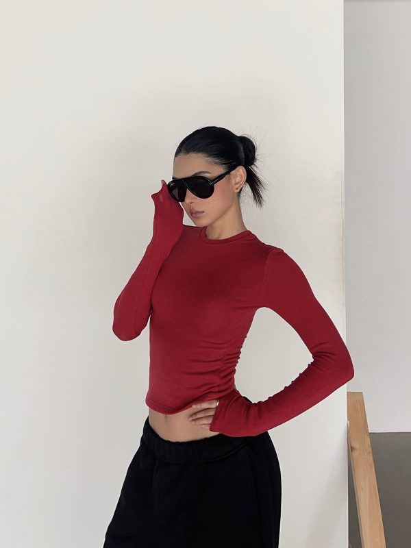 Warm Velvet Slim Fit Fitted Top - Soft Plush Waist-Defining Design - 90s Inspired - Available in 4 Colors