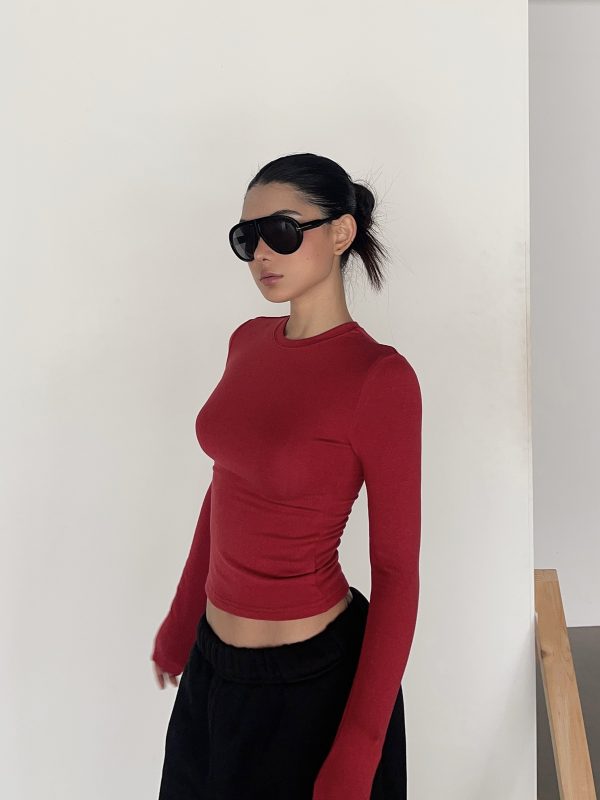 Warm Velvet Slim Fit Fitted Top - Soft Plush Waist-Defining Design - 90s Inspired - Available in 4 Colors