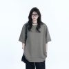 Washed Distressed Short Sleeve T-Shirt for Women - American Street Style with Unique Loose Round Neck