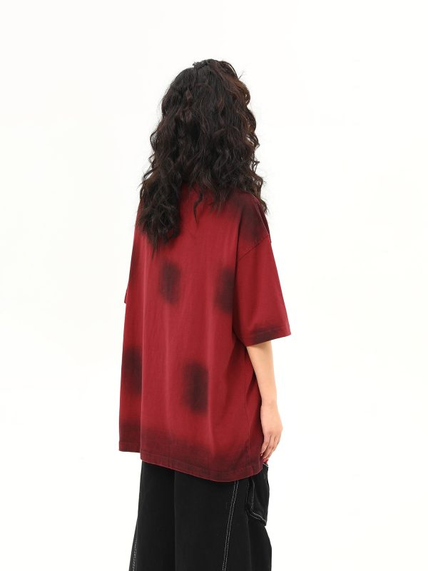 Water-Washed Heavyweight Red Short-Sleeve T-Shirt for Men and Women - American Street Style Trendy Couple Top, Summer Fashion Essential