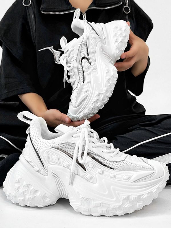 White Height-Increasing Mech Dad Shoes for Men and Women - Paris Street Style Trendy Niche Couple Shoes with Durable Sole
