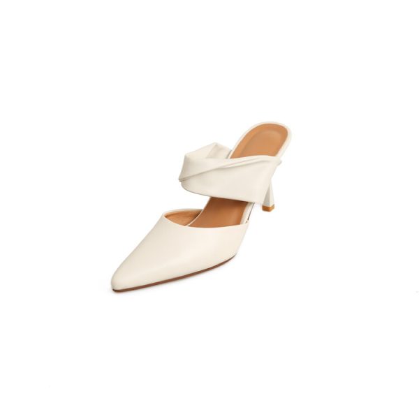 White High-Heeled Sandals for Women with Single Strap and Rhinestone Accent - Stylish Summer Footwear