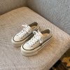 White Lace-Up Genuine Leather Sneakers for Women - Versatile Round Toe Thick Sole Casual Shoes for Spring 2025 Style