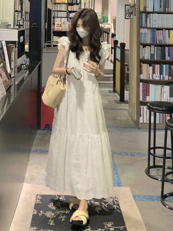 White Short Sleeve Plus Size A-Line Dress for Women, Summer Flattering Loose Fit, Elegant and Comfortable, Perfect for Chubby Figures