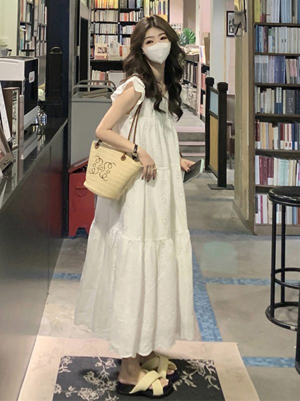 White Short Sleeve Plus Size A-Line Dress for Women, Summer Flattering Loose Fit, Elegant and Comfortable, Perfect for Chubby Figures